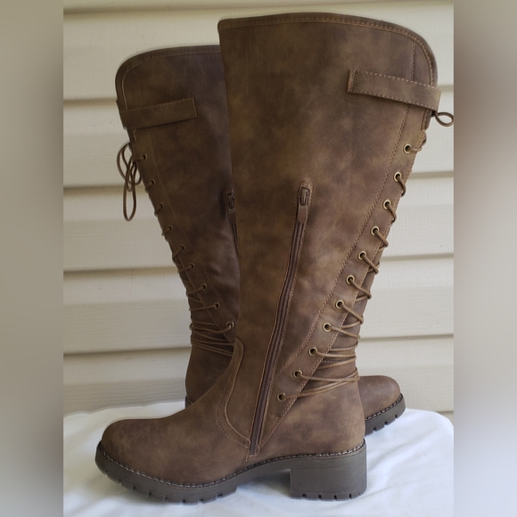 Global Win Shoes Globalwin Womens Lace Up Back Knee High Fashion